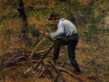  pissarro - pere melon sawing wood pontoise 1879 Camille Pissarro